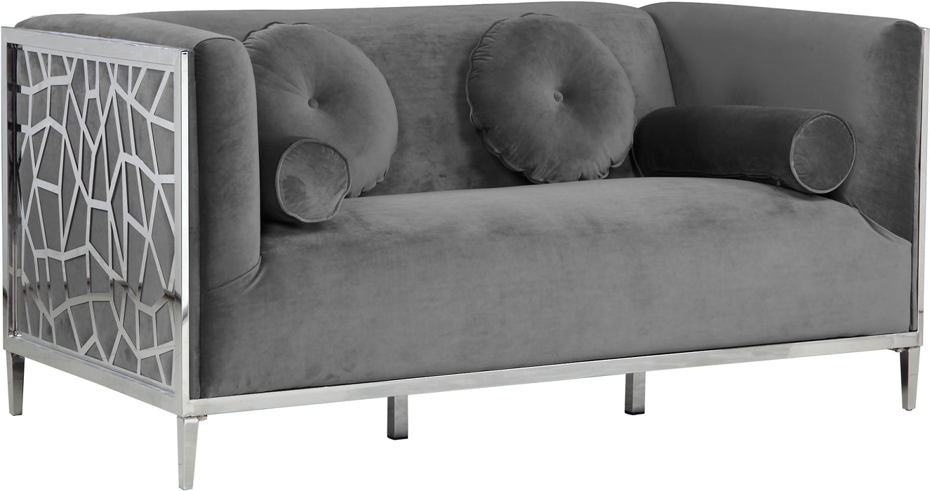 Opal Grey Velvet Loveseat - Furniture Stars (Chicago, IL)