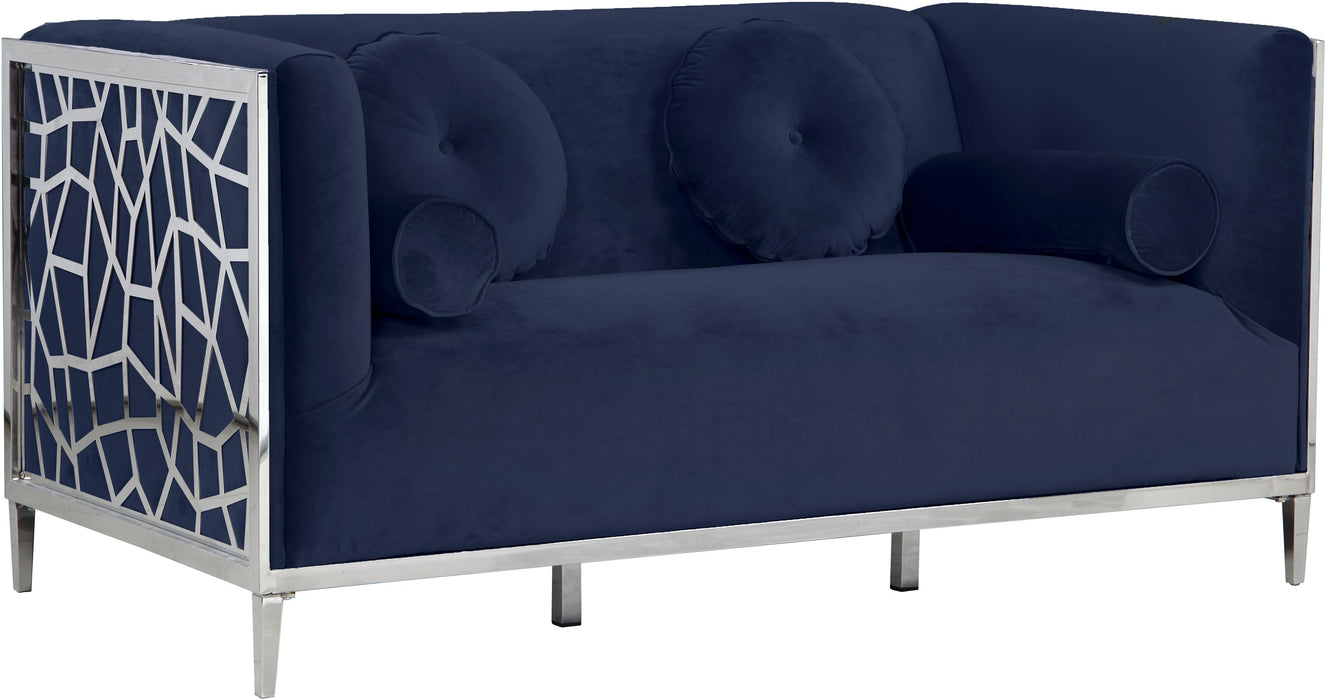 Opal Navy Velvet Loveseat - Furniture Stars (Chicago, IL)