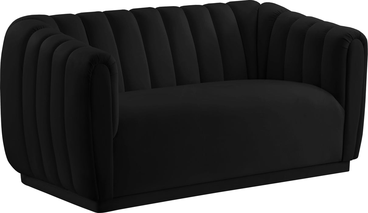 Dixie Black Velvet Loveseat - Furniture Stars (Chicago, IL)