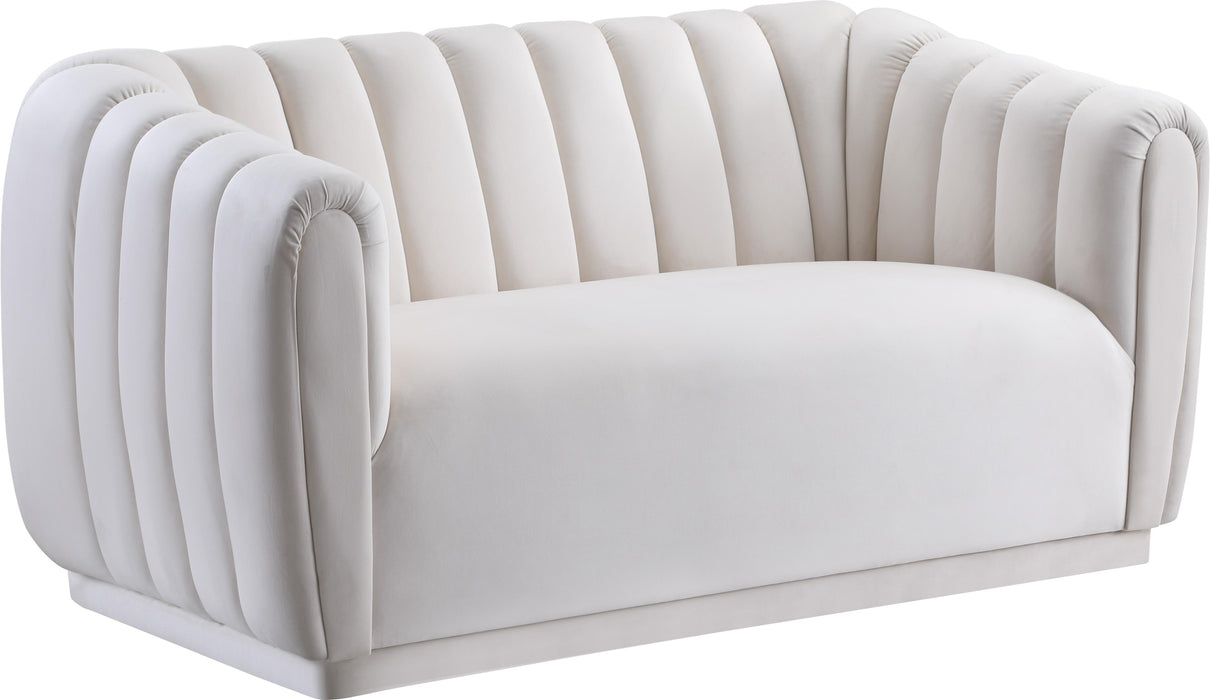 Dixie Cream Velvet Loveseat - Furniture Stars (Chicago, IL)