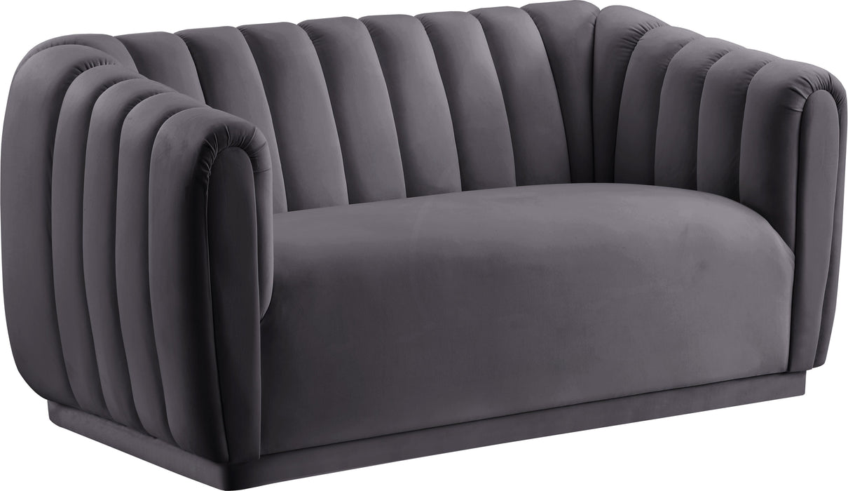 Dixie Grey Velvet Loveseat - Furniture Stars (Chicago, IL)