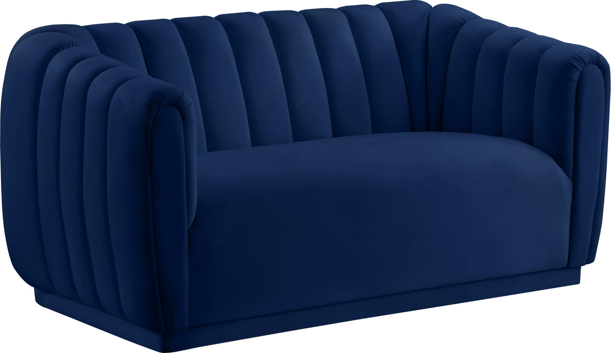 Dixie Navy Velvet Loveseat - Furniture Stars (Chicago, IL)