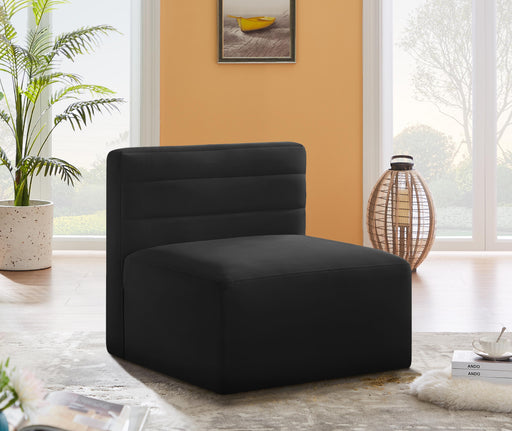 Quincy Black Velvet Modular Armless Chair - Furniture Stars (Chicago, IL)