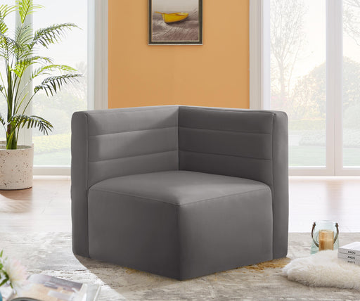 Quincy Grey Velvet Modular Corner Chair - Furniture Stars (Chicago, IL)