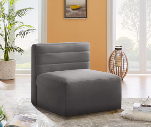 Quincy Grey Velvet Modular Armless Chair - Furniture Stars (Chicago, IL)
