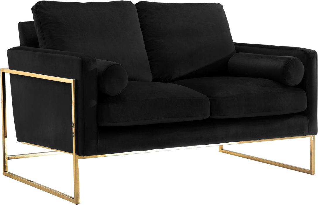 Mila Black Velvet Loveseat - Furniture Stars (Chicago, IL)