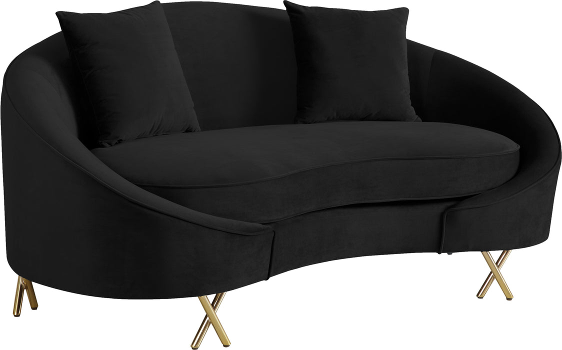 Serpentine Black Velvet Loveseat - Furniture Stars (Chicago, IL)