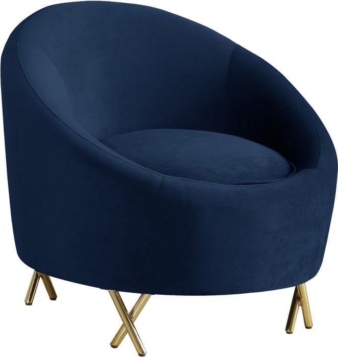 Serpentine Navy Velvet Chair - Furniture Stars (Chicago, IL)