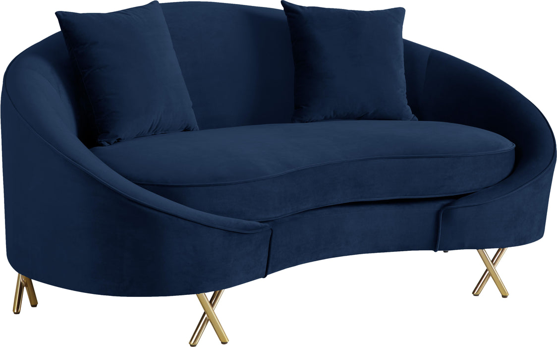 Serpentine Navy Velvet Loveseat - Furniture Stars (Chicago, IL)