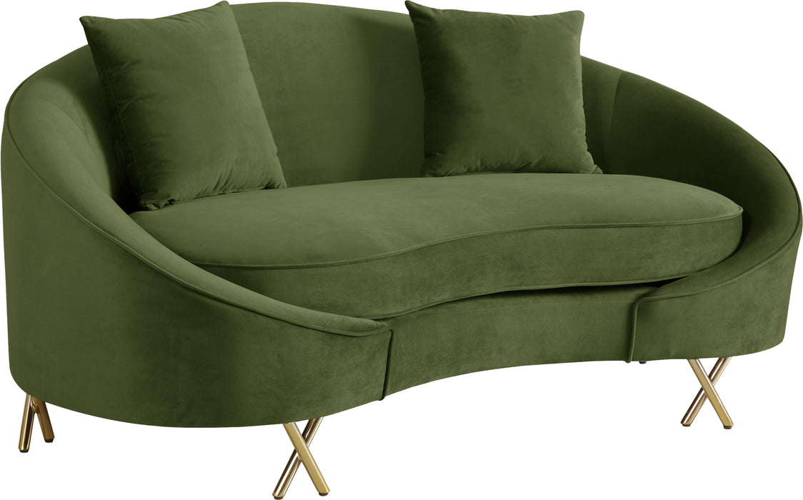 Serpentine Olive Velvet Loveseat - Furniture Stars (Chicago, IL)
