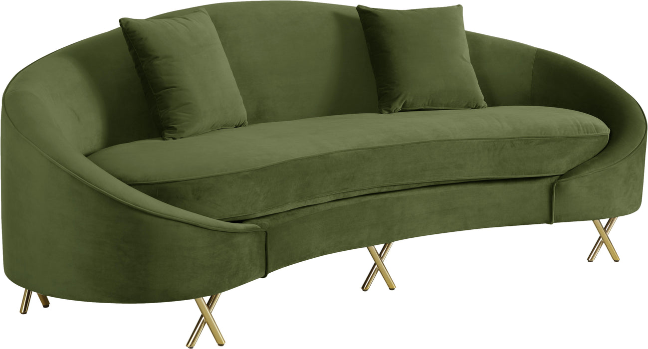 Serpentine Olive Velvet Sofa - Furniture Stars (Chicago, IL)