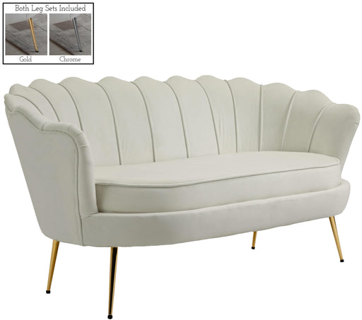 Gardenia Cream Velvet Loveseat - Furniture Stars (Chicago, IL)