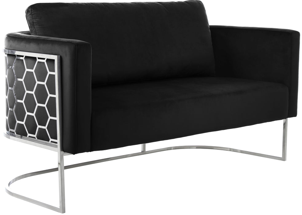 Casa Black Velvet Loveseat - Furniture Stars (Chicago, IL)