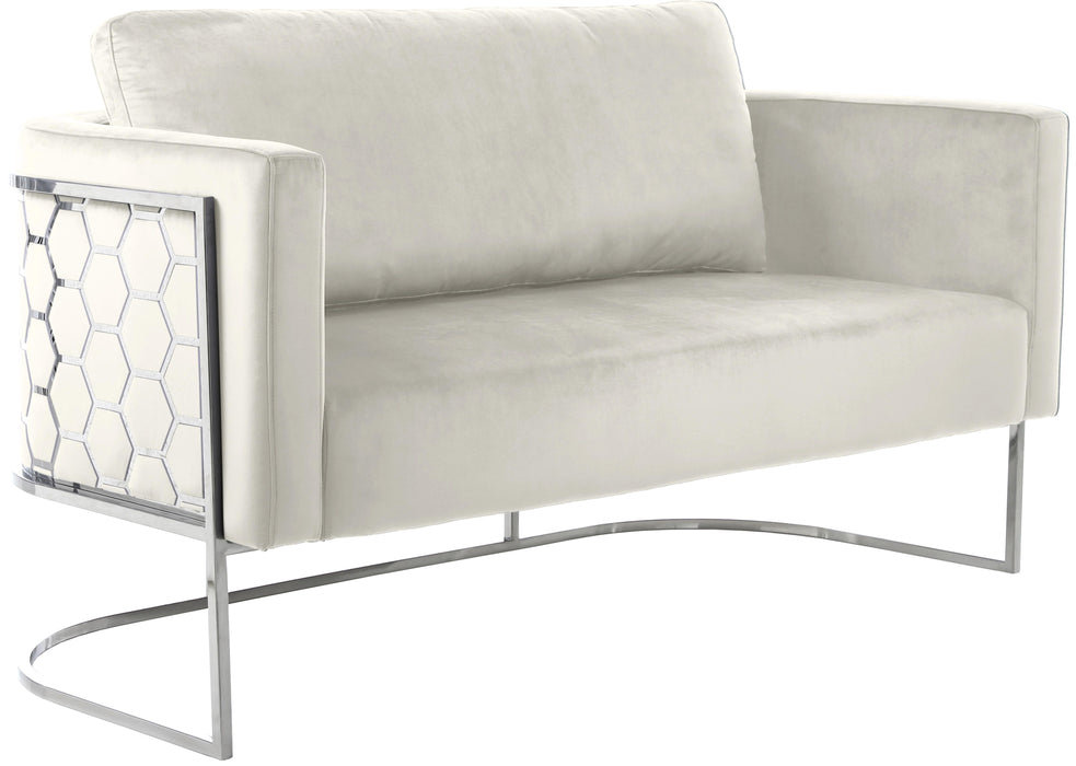 Casa Cream Velvet Loveseat - Furniture Stars (Chicago, IL)