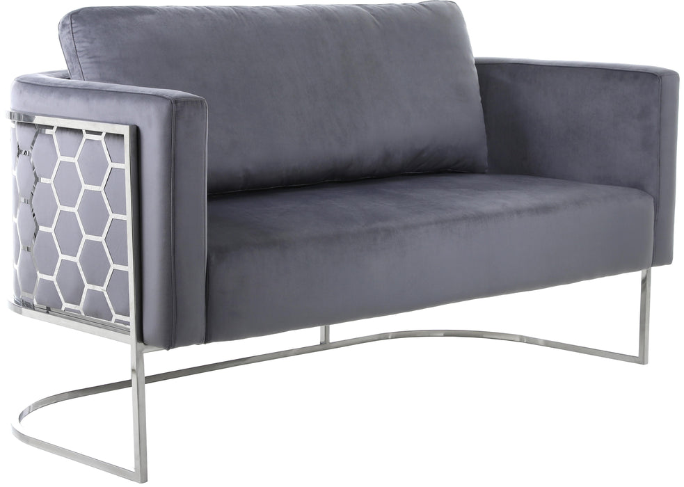 Casa Grey Velvet Loveseat - Furniture Stars (Chicago, IL)