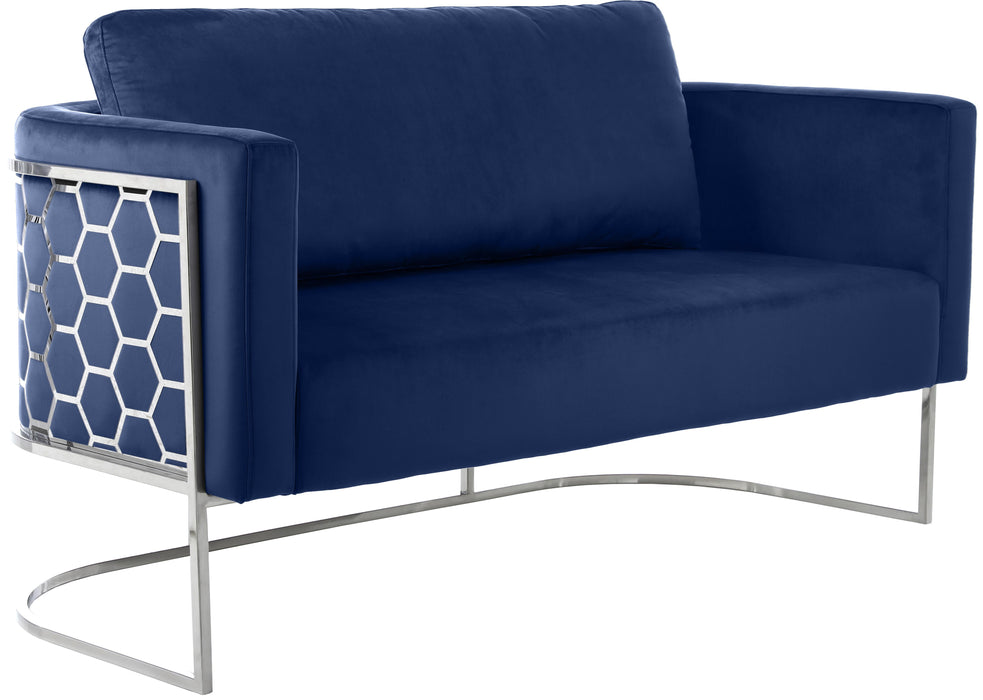 Casa Navy Velvet Loveseat - Furniture Stars (Chicago, IL)