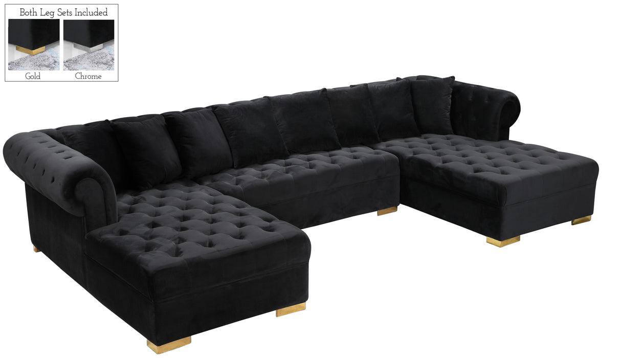 Presley Black Velvet 3pc. Sectional - Furniture Stars (Chicago, IL)
