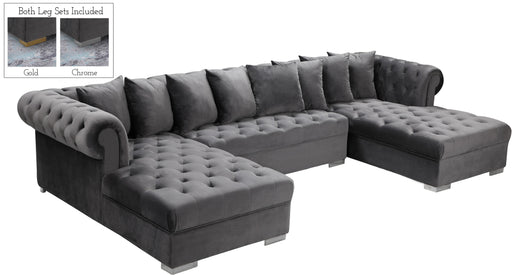 Presley Grey Velvet 3pc. Sectional - Furniture Stars (Chicago, IL)