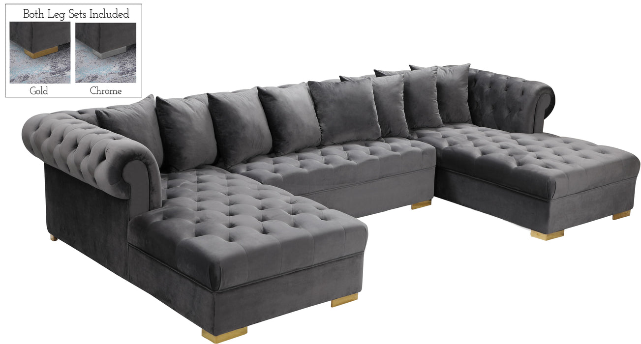Presley Grey Velvet 3pc. Sectional - Furniture Stars (Chicago, IL)