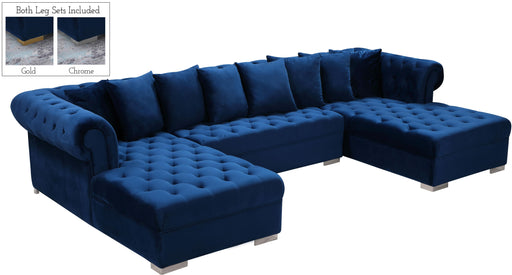 Presley Navy Velvet 3pc. Sectional - Furniture Stars (Chicago, IL)