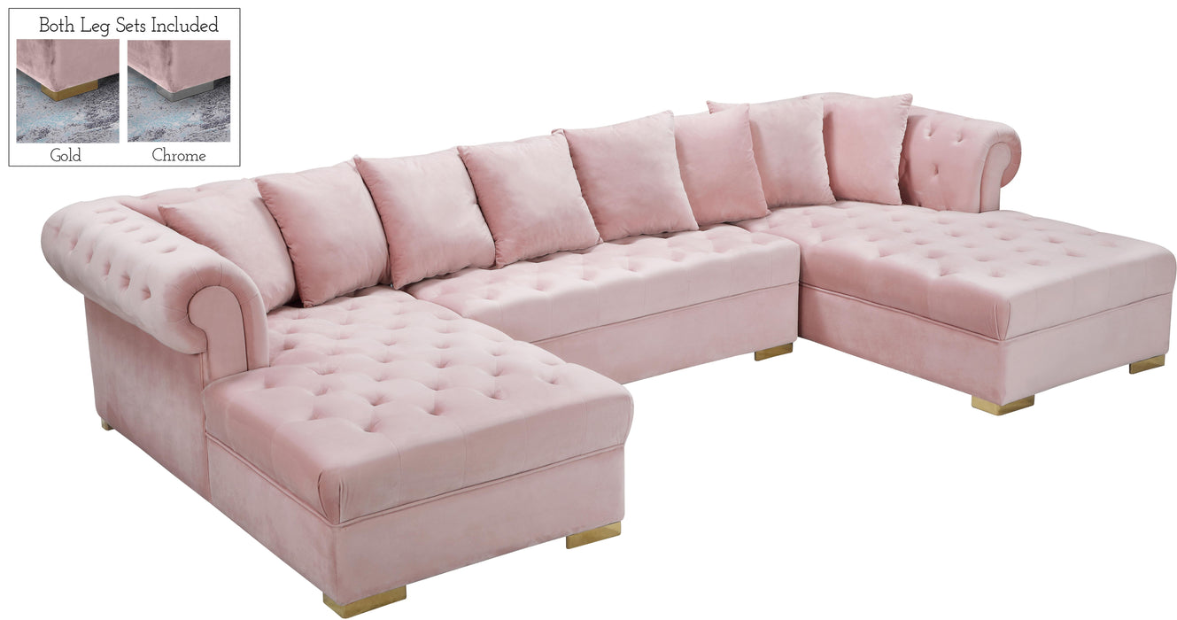 Presley Pink Velvet 3pc. Sectional - Furniture Stars (Chicago, IL)