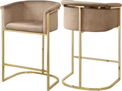 Donatella Beige Velvet Stool - Furniture Stars (Chicago, IL)