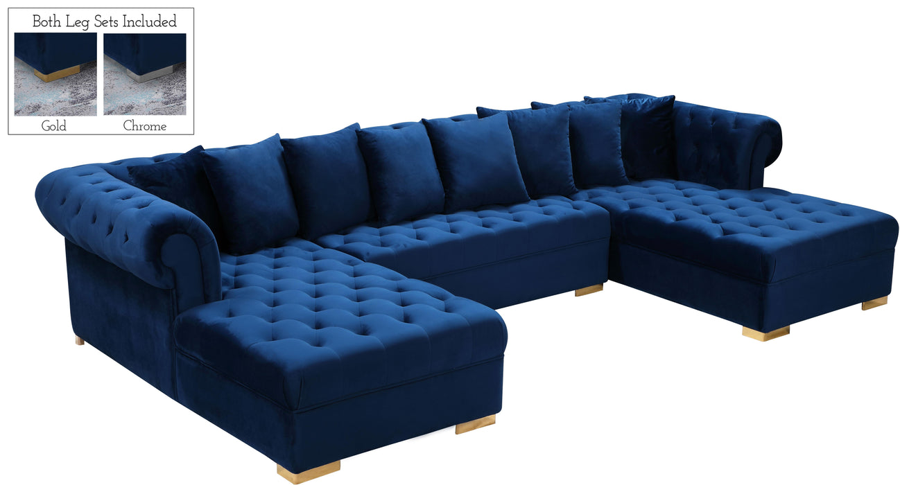 Presley Navy Velvet 3pc. Sectional - Furniture Stars (Chicago, IL)