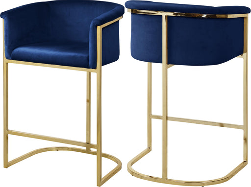 Donatella Navy Velvet Stool - Furniture Stars (Chicago, IL)