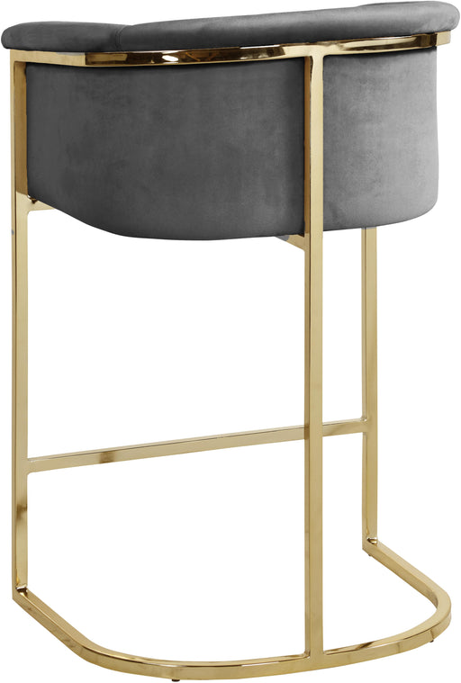 Donatella Grey Velvet Stool - Furniture Stars (Chicago, IL)