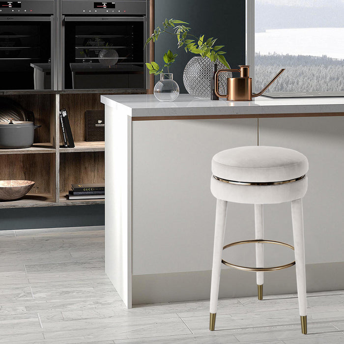Coral Cream Velvet Counter Stool - Furniture Stars (Chicago, IL)