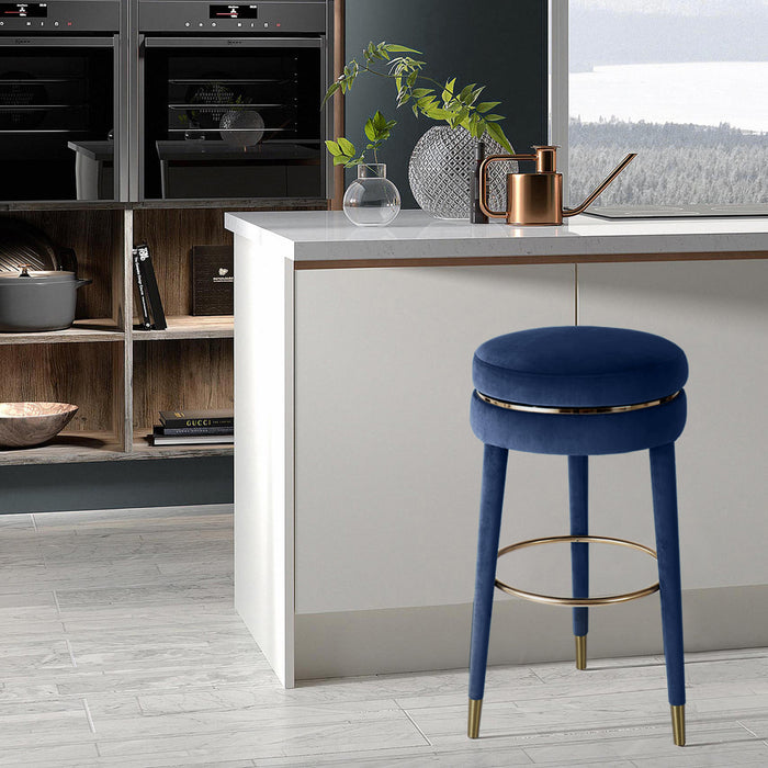 Coral Navy Velvet Counter Stool - Furniture Stars (Chicago, IL)
