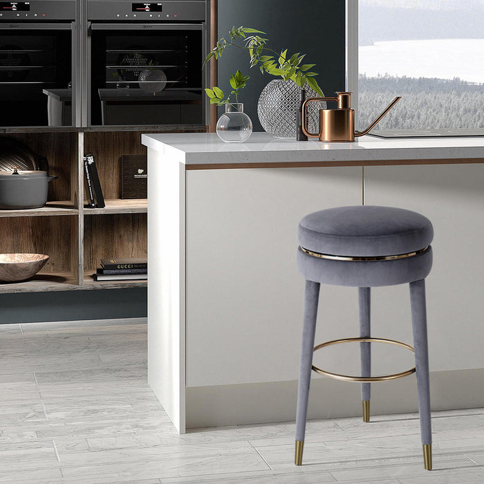 Coral Grey Velvet Counter Stool - Furniture Stars (Chicago, IL)