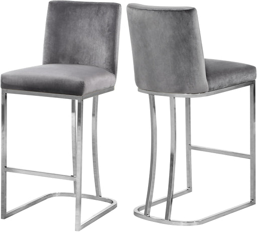 Heidi Grey Velvet Stool - Furniture Stars (Chicago, IL)
