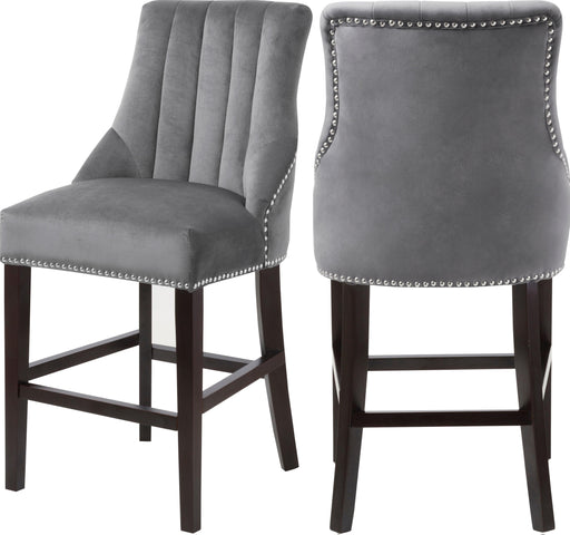 Oxford Grey Velvet Stool - Furniture Stars (Chicago, IL)