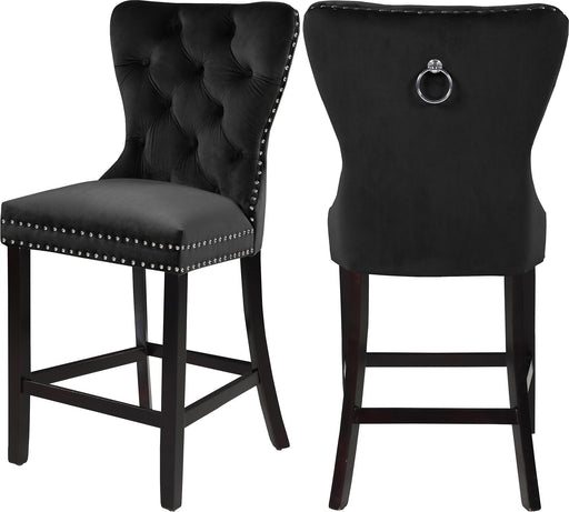 Nikki Black Velvet Stool - Furniture Stars (Chicago, IL)