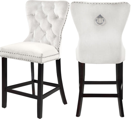 Nikki Cream Velvet Stool - Furniture Stars (Chicago, IL)