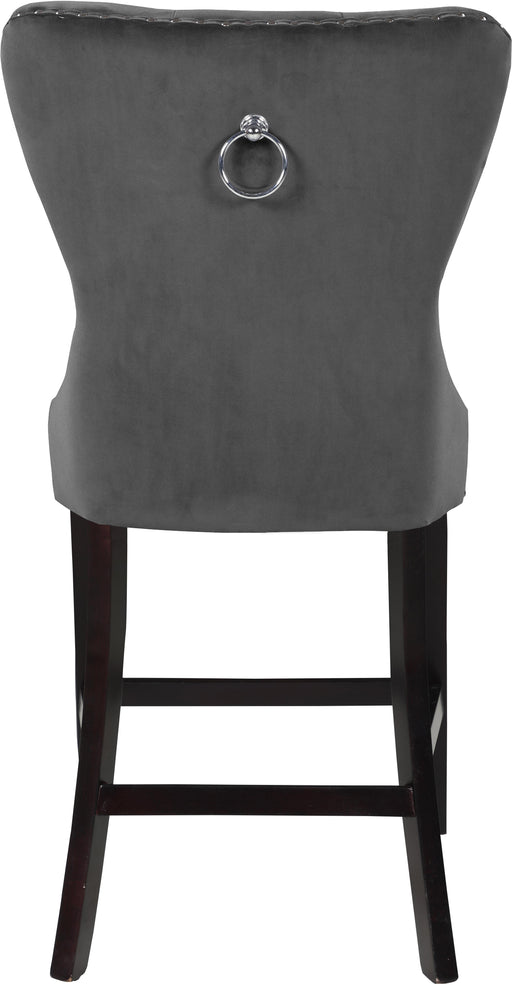 Nikki Grey Velvet Stool - Furniture Stars (Chicago, IL)