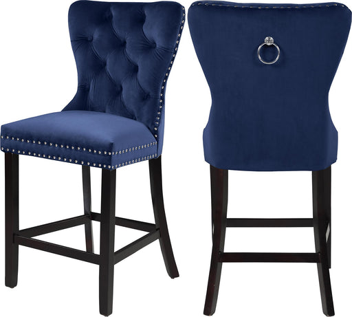Nikki Navy Velvet Stool - Furniture Stars (Chicago, IL)