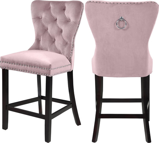 Nikki Pink Velvet Stool - Furniture Stars (Chicago, IL)