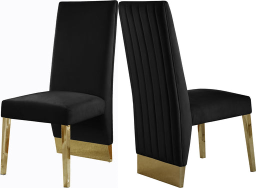 Porsha Black Velvet Dining Chair - Furniture Stars (Chicago, IL)