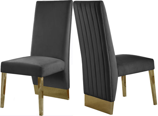 Porsha Grey Velvet Dining Chair - Furniture Stars (Chicago, IL)
