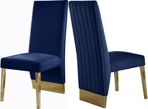Porsha Navy Velvet Dining Chair - Furniture Stars (Chicago, IL)