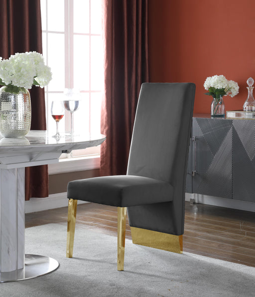 Porsha Grey Velvet Dining Chair - Furniture Stars (Chicago, IL)