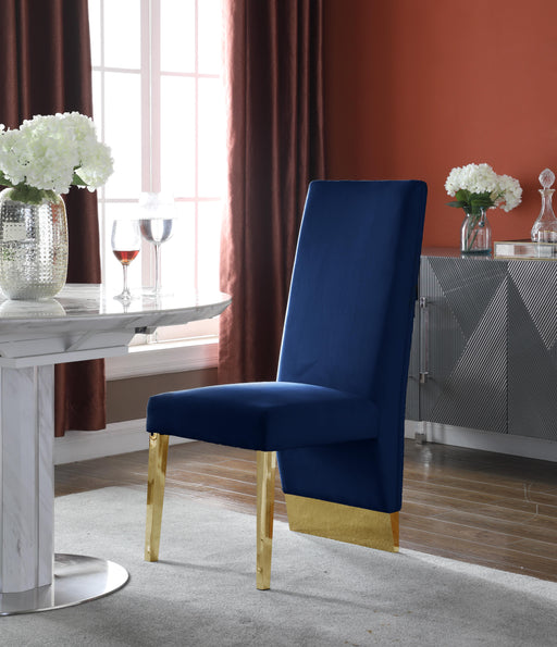 Porsha Navy Velvet Dining Chair - Furniture Stars (Chicago, IL)
