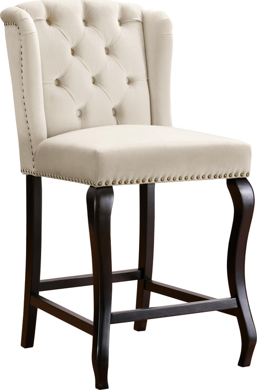 Suri Cream Velvet Stool - Furniture Stars (Chicago, IL)