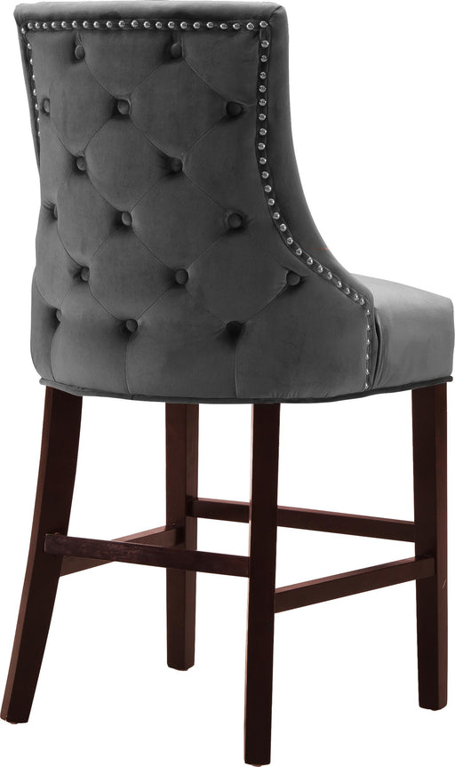 Hannah Grey Velvet Stool - Furniture Stars (Chicago, IL)