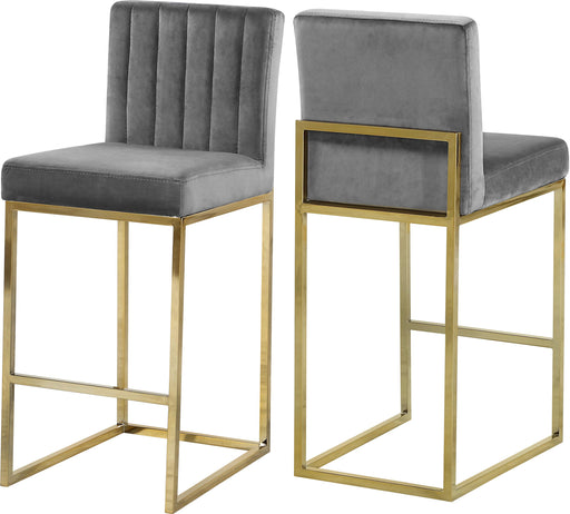 Giselle Grey Velvet Stool - Furniture Stars (Chicago, IL)