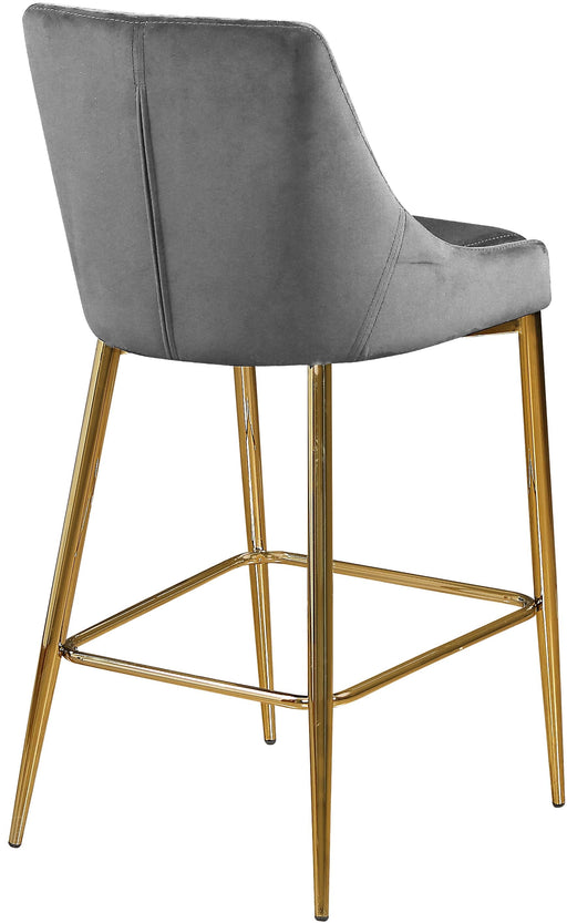 Karina Grey Velvet Stool - Furniture Stars (Chicago, IL)