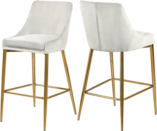 Karina Cream Velvet Stool - Furniture Stars (Chicago, IL)