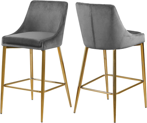 Karina Grey Velvet Stool - Furniture Stars (Chicago, IL)